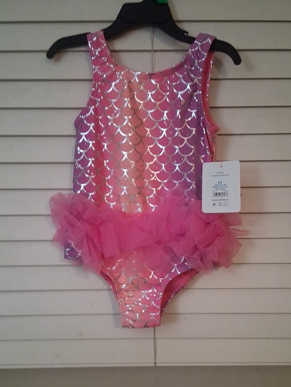 wonder nation Pink Shimmer Mermaid Scale Ruffle One-Piece 5T